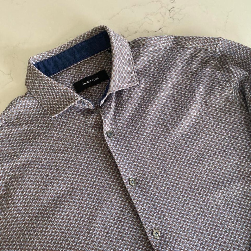 Bugatchi mens button up shirt‎ size large 100% mercerized cotton